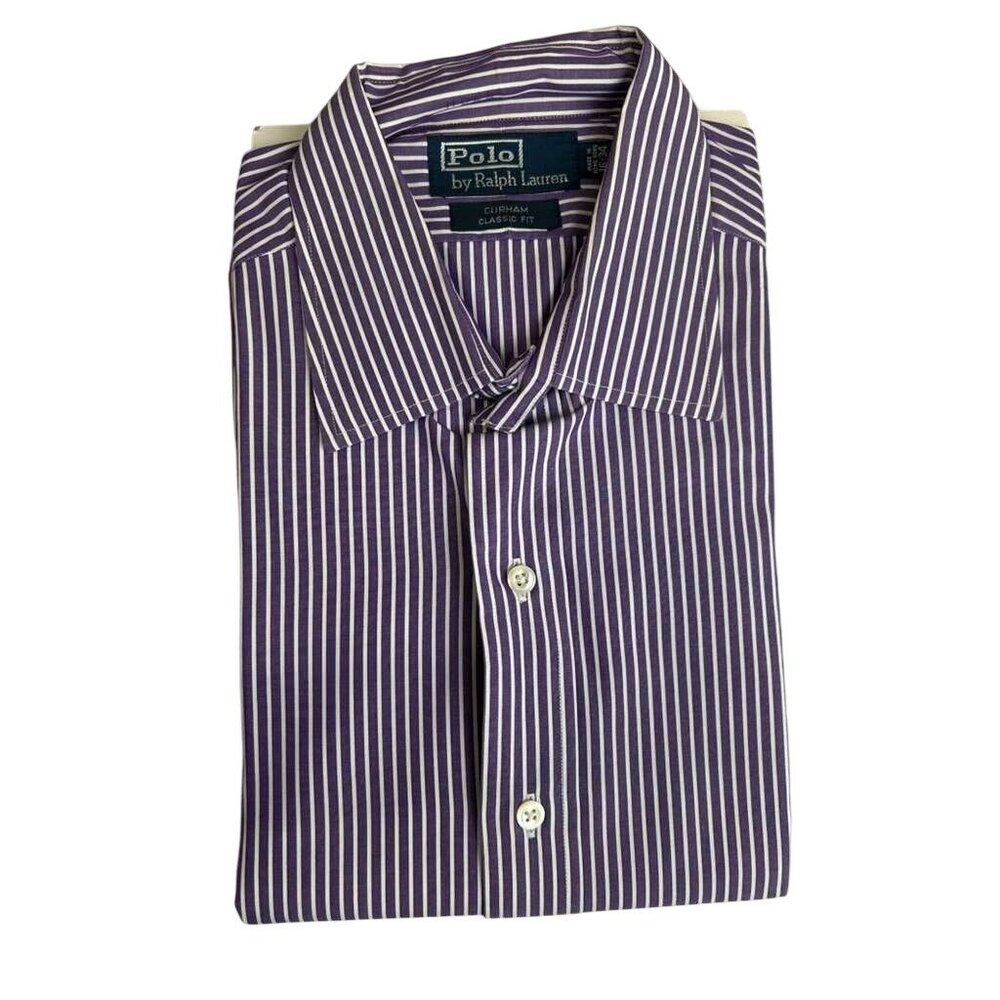 NWT Ralph Lauren Men's Size 16-34 Purple Striped Curham Classic Fit Shirt